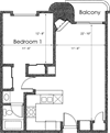 1BR 1BA - FLOOR PLAN B - 1400 MIDVALE