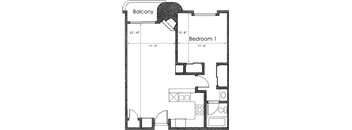 1BR 1BA - FLOOR PLAN C - 1400 MIDVALE