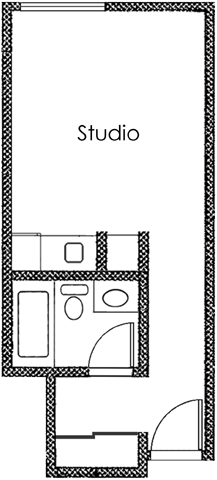 Studio 1 bath X06A Floor Plan at Midvale Court, California