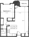 1BR 1BA - FLOOR PLAN D - 1400 MIDVALE