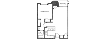 1BR 1BA - FLOOR PLAN E - 1400 MIDVALE