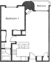 1BR 1BA - FLOOR PLAN E - 1400 MIDVALE