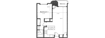 1BR 1BA - FLOOR PLAN F - 1400 MIDVALE