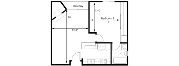 1BR 1BA - FLOOR PLAN D - 1441 MIDVALE