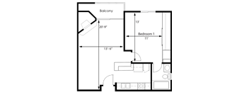 1BR 1BA - FLOOR PLAN E - 1441 MIDVALE