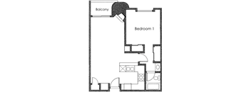 1BR 1BA - FLOOR PLAN H - 1400 MIDVALE