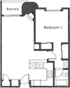 1BR 1BA - FLOOR PLAN H - 1400 MIDVALE