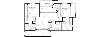 2BR 2BA - FLOOR PLAN F - 1441 MIDVALE
