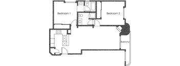2BR 2BA - FLOOR PLAN G - 1400 MIDVALE