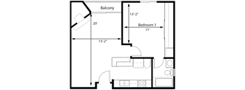 1BR 1BA - FLOOR PLAN H - 1441 MIDVALE