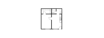 A black and white floor plan of a small apartment.