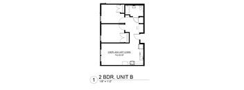 A floor plan for a 2 bedroom apartment with a unit combination of 742.89 square feet.