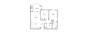 2 Bedroom 1 Bathroom Floor Plan