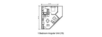 456 West 1 Bedroom Floorplan