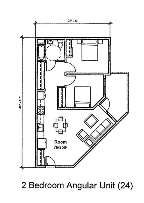 456 West 2 Bedroom Floorplan A