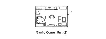 456 West Studio Apartment Floorplan