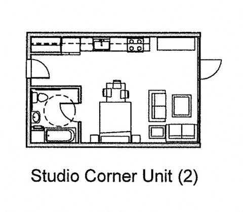 456 West Studio Apartment Floorplan