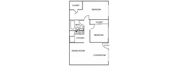 Cactus Flower 2 bedroom 1 bathroom floor plan