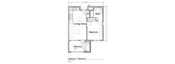 Mountain View 1 Bedroom Floorplan