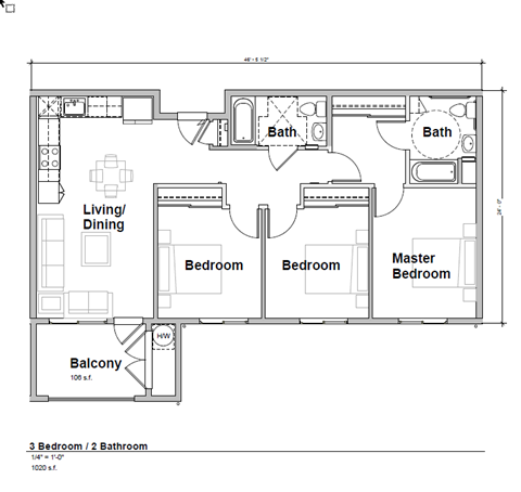 Mountain View 3 Bedroom Floorplan