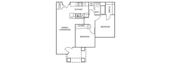 2 Bedroom 1 Bathroom Floor Plan
