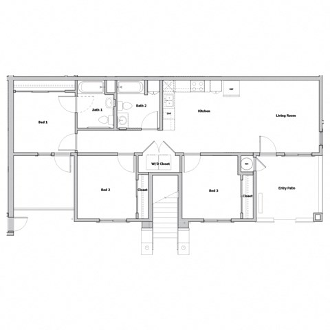 3 Bedroom 2 Bathroom Floor Plan