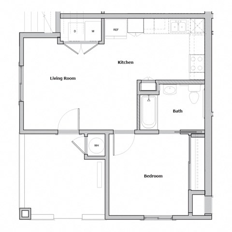 1 Bedroom 1 Bathroom Floor Plan