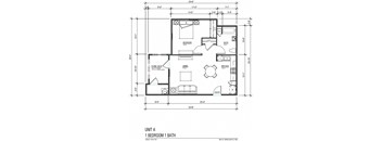 A floor plan of 1 bedroom 1 bathroom