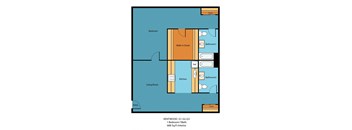 a floor plan of a 1 bedroom apartment with a bathroom and a living room