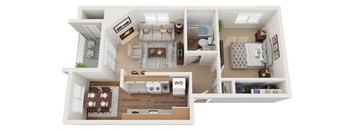 1x1 Floor Plan at Sunset Park Apartments, Seattle, WA