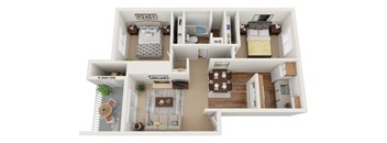 2x1 Floor Plan at Sunset Park Apartments, Seattle, WA