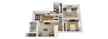 2x1 Floor Plan at Sunset Park Apartments, Seattle, 98146