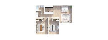 A series of images showing a kitchen layout with appliances and furniture.
