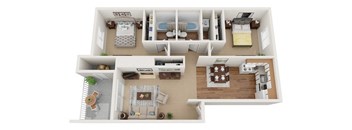 2x2 Floor Plan  at Sunset Park Apartments, Seattle, 98146