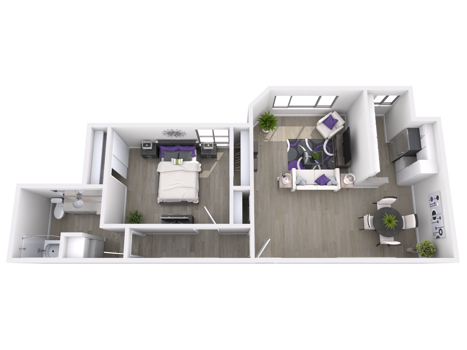 1 Bed 1 Bath Floor Plan  at La Fayette Marquis, Los Angeles, CA