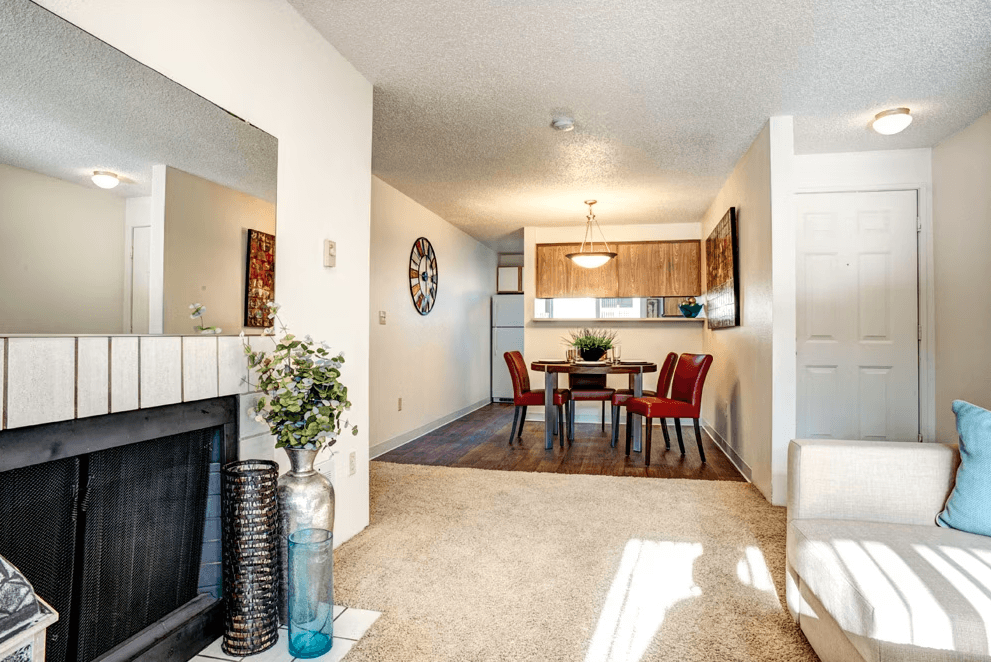 Eclectic living and dining area at Sunset Park Apartments, Seattle, 98146