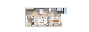 1 Bed Floorplan at Oxnard Plaza, North Hollywood