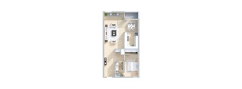 1 Bed 1 Bath Floor Plan at City Park View, Los Angeles, California