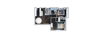 1 Bedroom Floor Plan at Elmwood Gardens, California