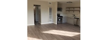 Living room and kitchen at Wilson Apartments in Glendale
