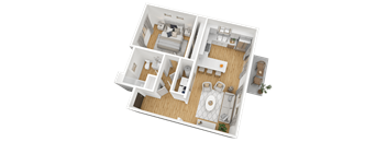 1 Bedroom Floor Plan at The Villas at Riverwalk, Camp Verde, AZ