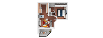 One Bedroom Floorplan at Mountain Vista, Sierra Vista