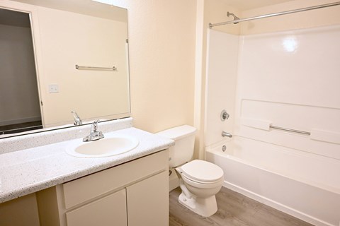 A white toilet sits next to a sink in a bathroom.