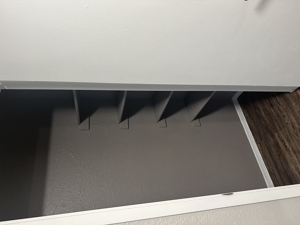 a piece of furniture that has been cut out of a wall