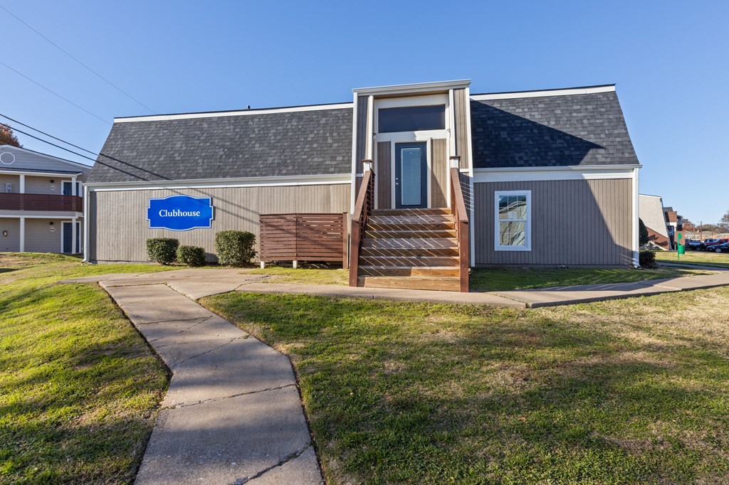 A building with a sign that says "Clubhouse" is shown.