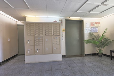 A wall of lockers numbered from 101 to 105.