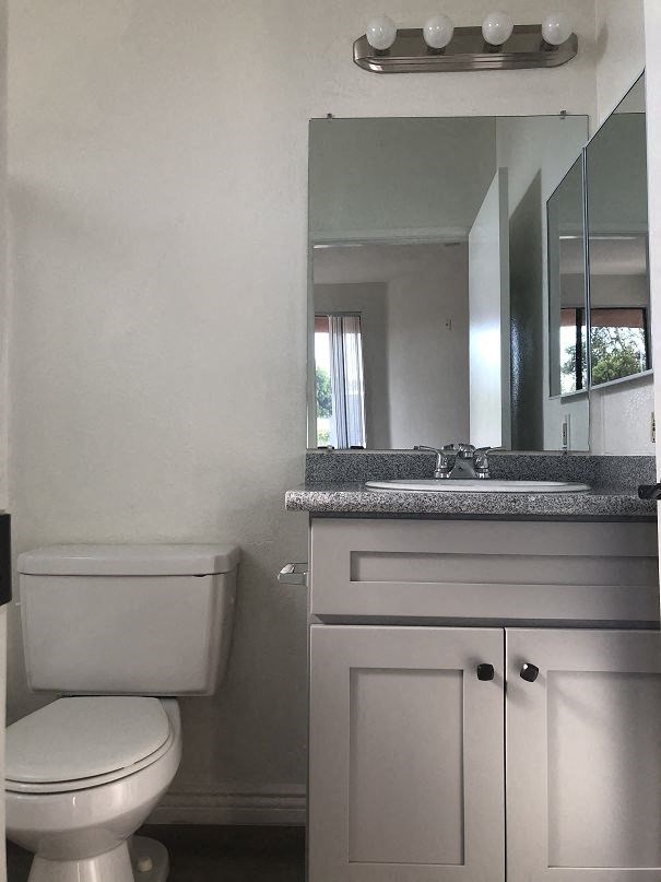 a bathroom with a toilet and a sink and a mirror