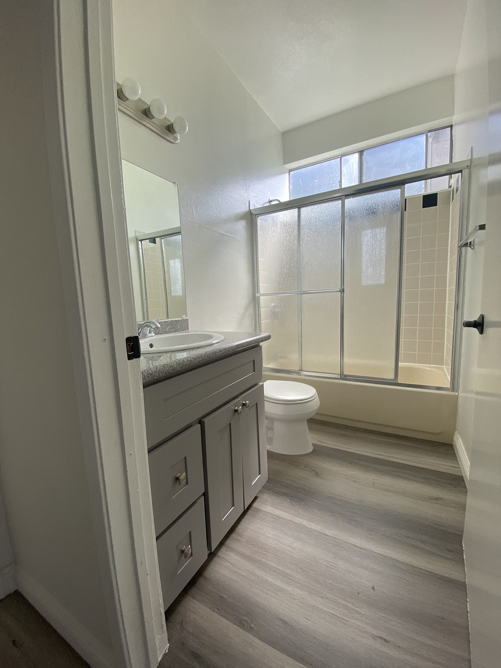 a bathroom with a sink and a toilet and a shower