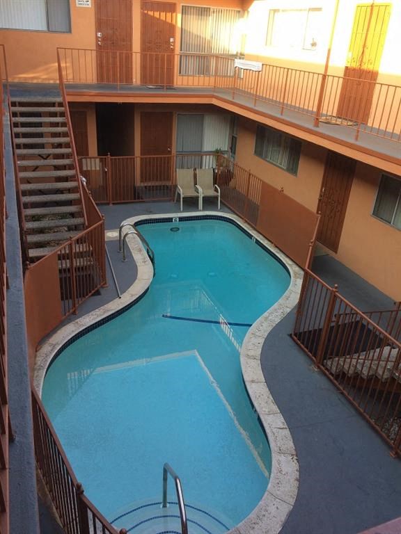 a large swimming pool in the middle of a building