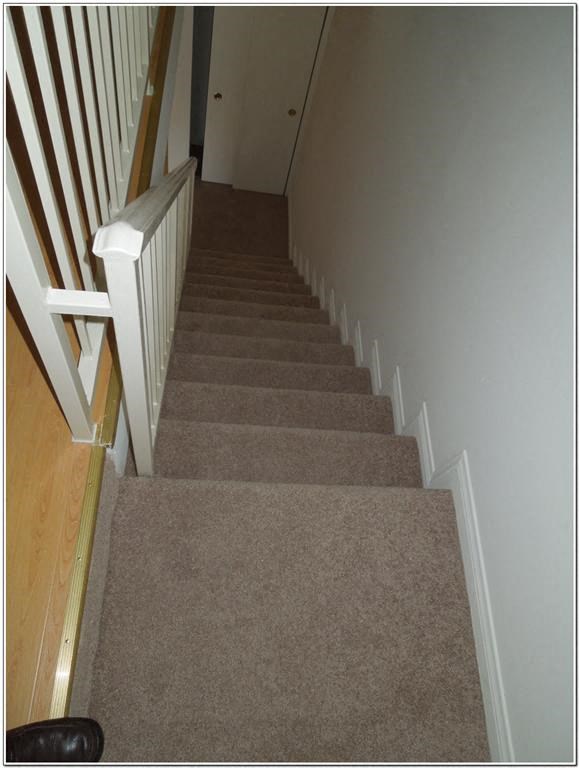a staircase with carpeted stairs going up and down